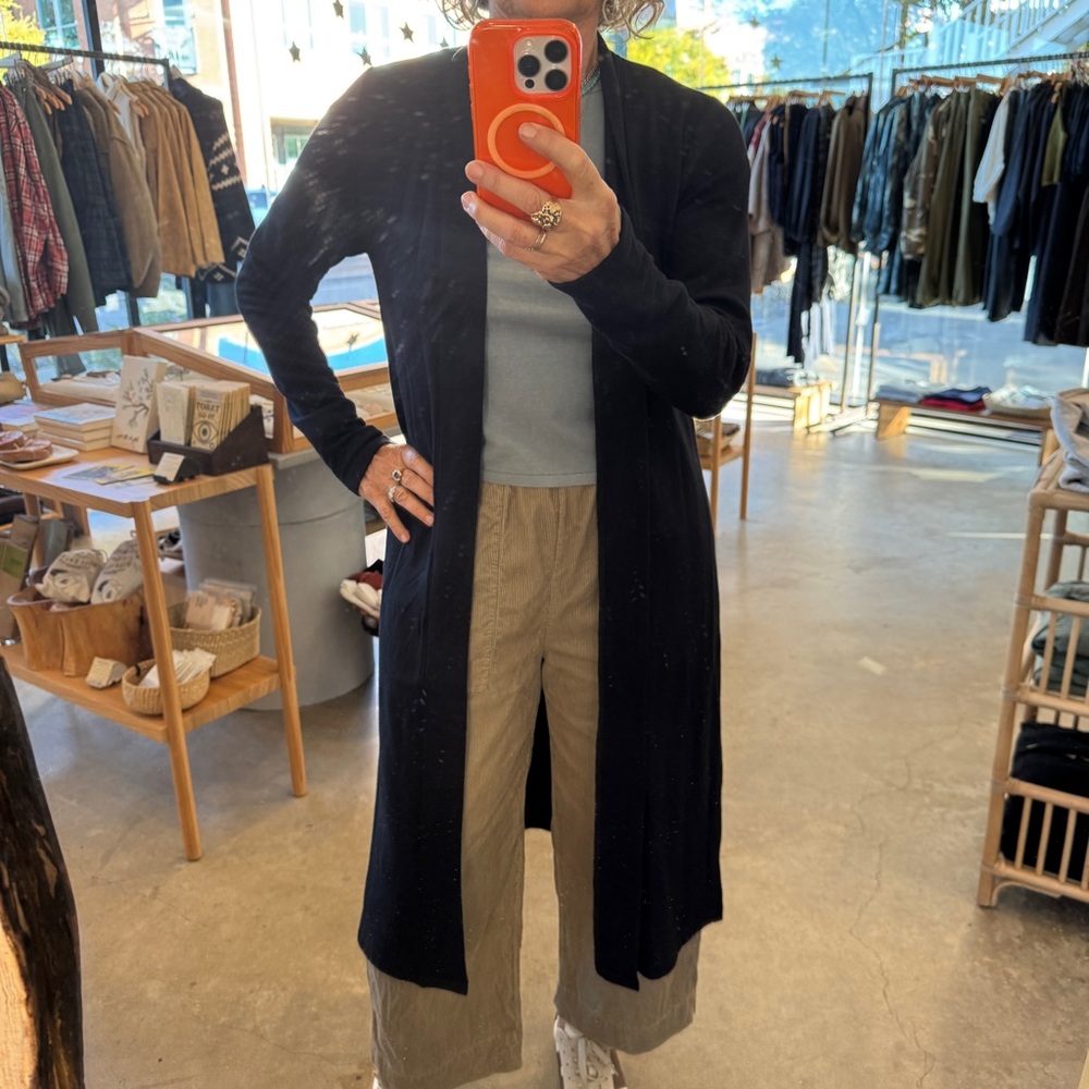 Beyond Yoga Black Long Cardigan with Side Slits Medium